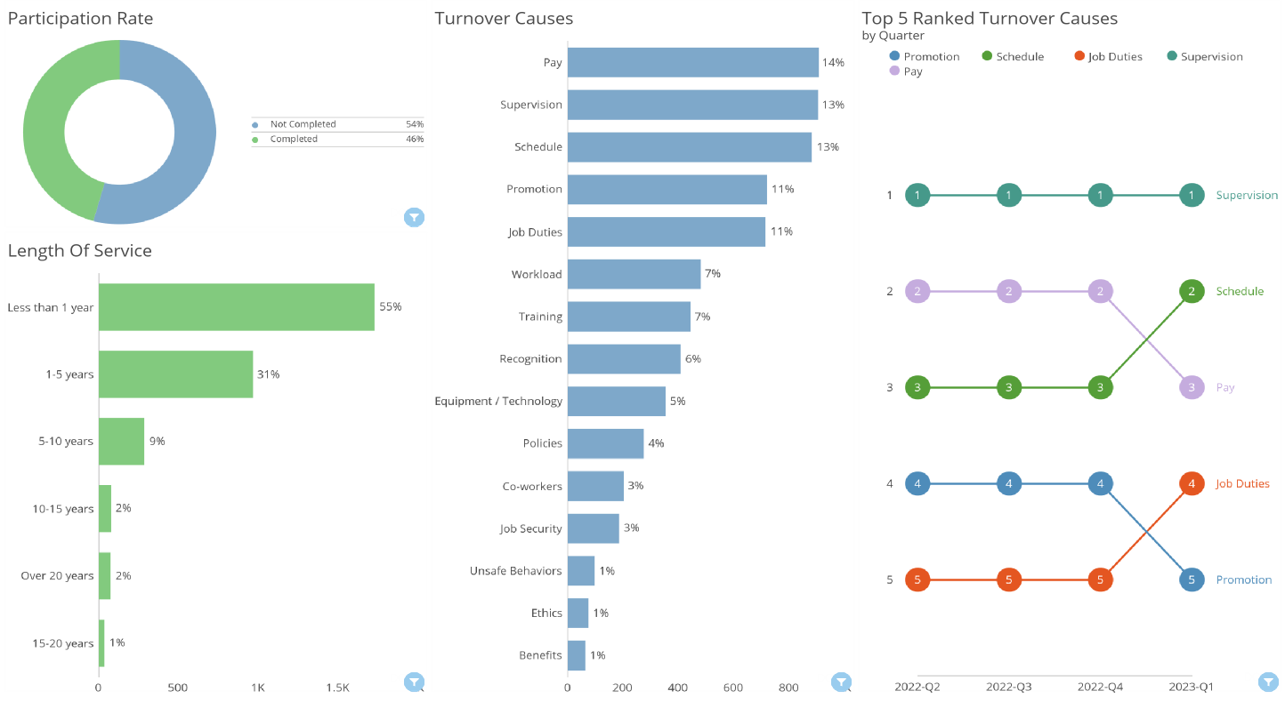 Microsoft power bi dashboard screenshots of employee data